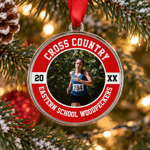 Cross Country Runner Running XC Team Sports Metal Tree Decoration