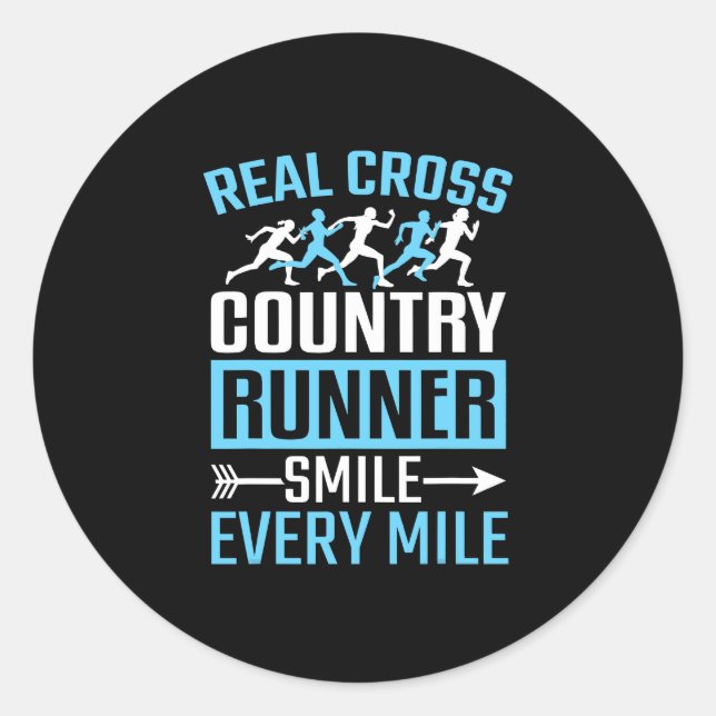Cross Country Runner Smile Every Mile Running Classic Round Sticker (Front)
