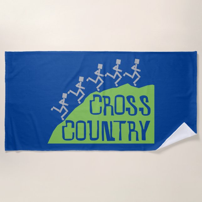 Cross Country Runners on Hill © Beach Towel (Front)
