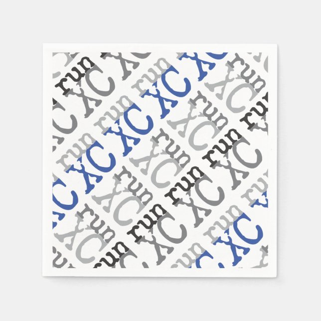 Cross Country Running - Blue - XC Run Napkin (Front)