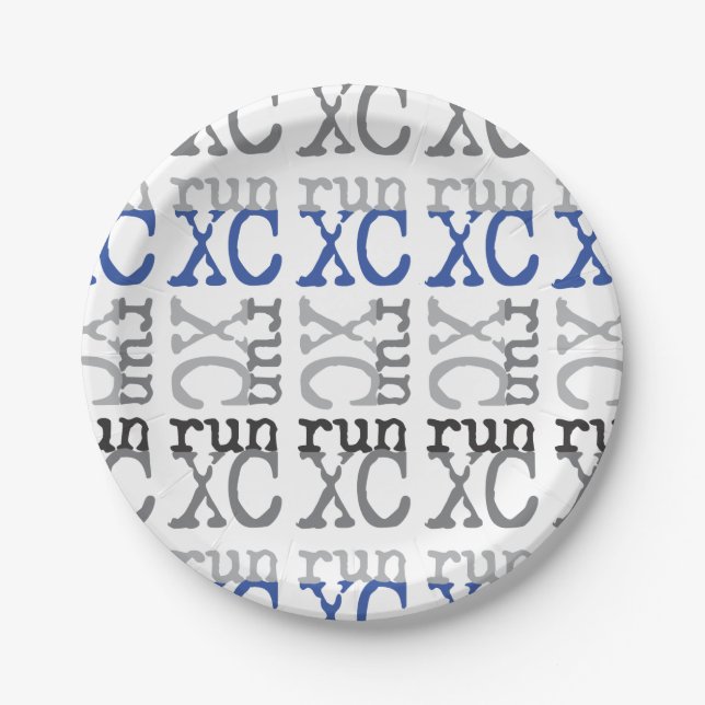 Cross Country Running - Blue - XC Run Paper Plate (Front)