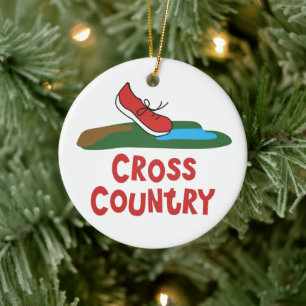 Cross Country Running Ceramic Tree Decoration