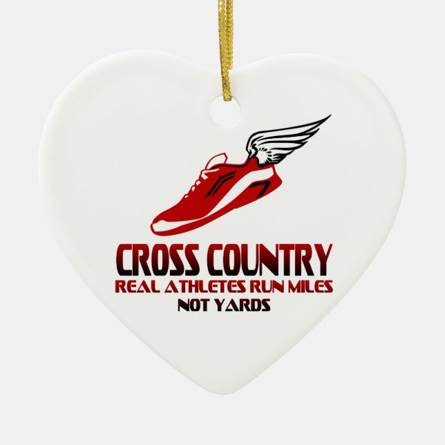 Cross Country Running Ceramic Tree Decoration (Front)