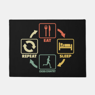 Cross Country Running Eat Sleep Repeat Vintage Doormat