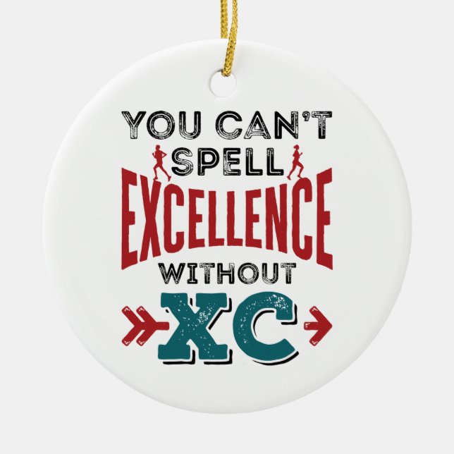 Cross Country Running Funny Excellence XC Ceramic Tree Decoration (Front)