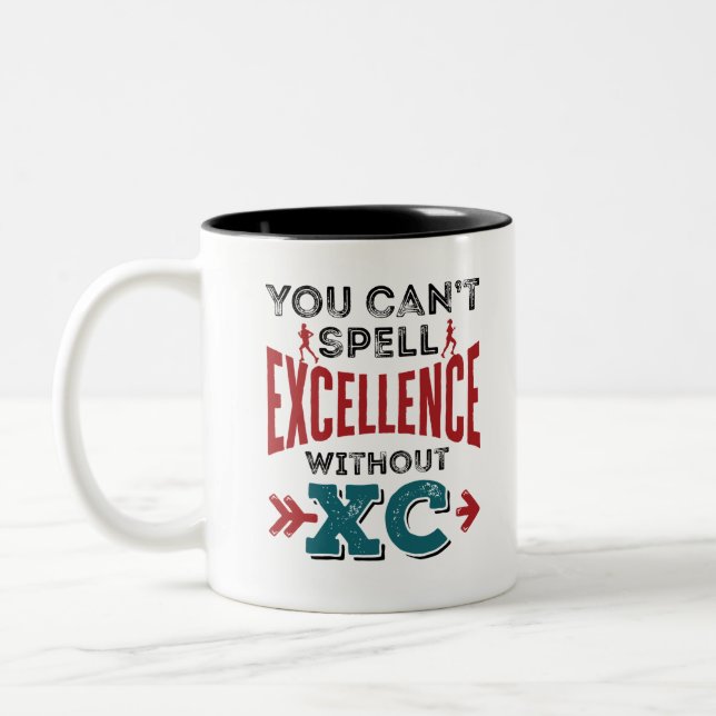 Cross Country Running Funny Excellence XC Two-Tone Coffee Mug (Left)