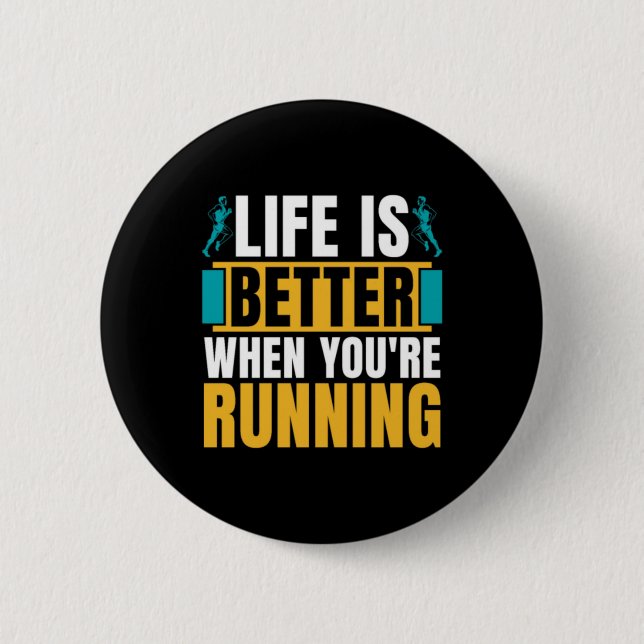 Cross Country Running Life Is Better When Athletic 6 Cm Round Badge (Front)