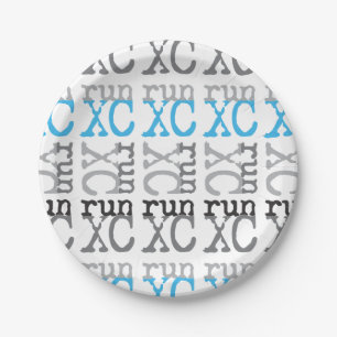 Cross Country Running - Light Blue - XC Run Paper Plate