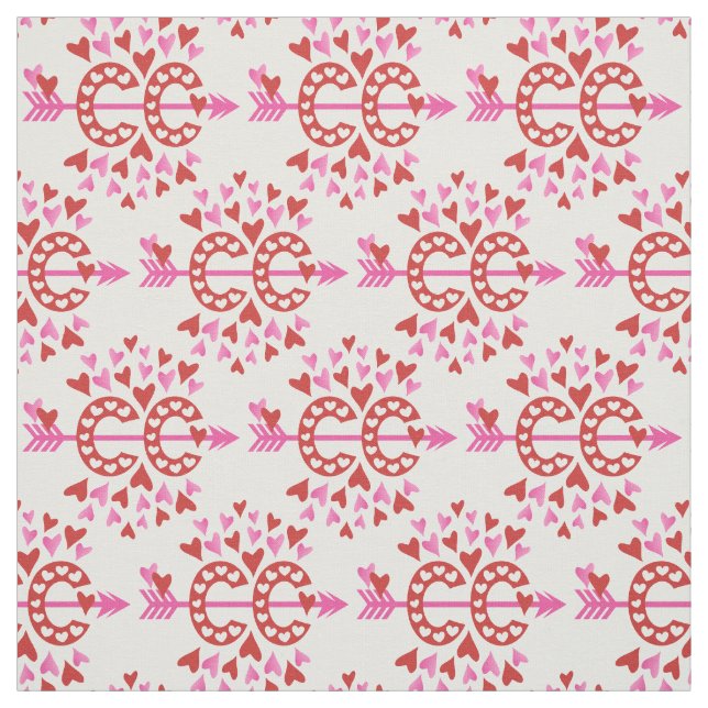 Cross Country Running Red Pink Love themed Fabric (Swatch)
