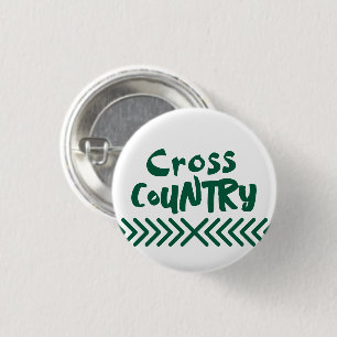cross country running typography green and white 3 cm round badge