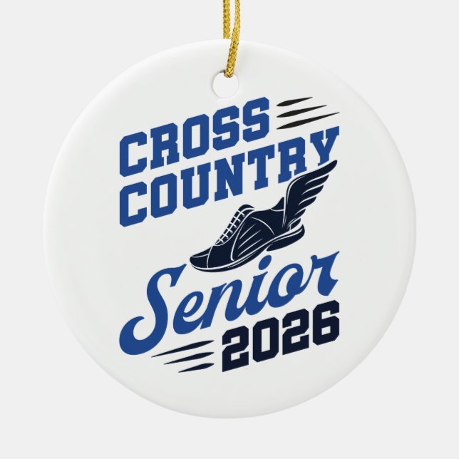 Cross Country Senior 2026 XC Runner Ceramic Tree Decoration (Front)