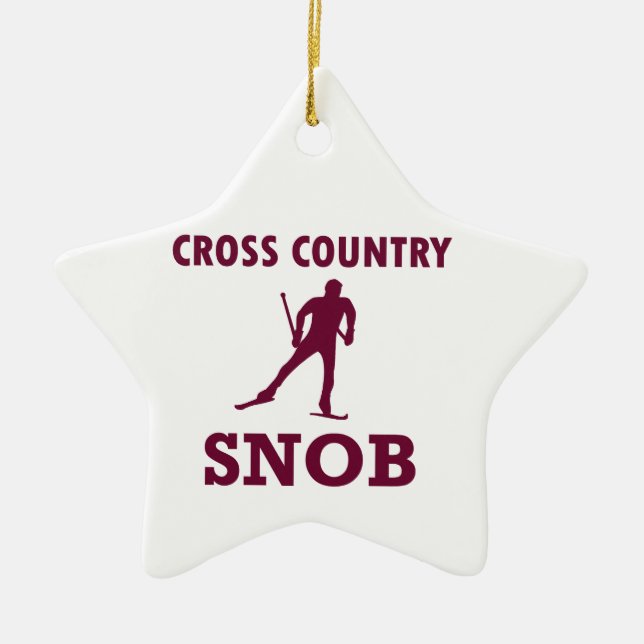 Cross Country Ski Snob Ceramic Tree Decoration (Front)