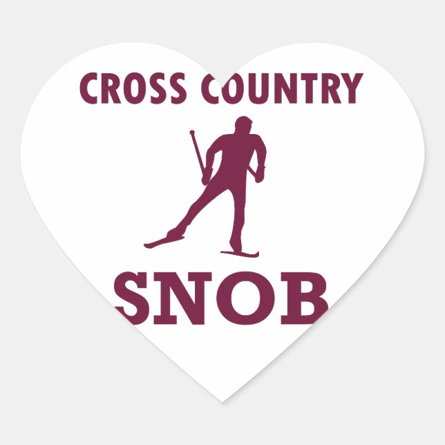 Cross Country Ski Snob Heart Sticker (Front)