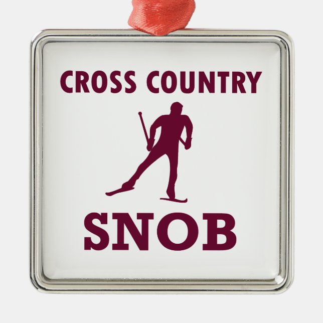 Cross Country Ski Snob Metal Tree Decoration (Front)