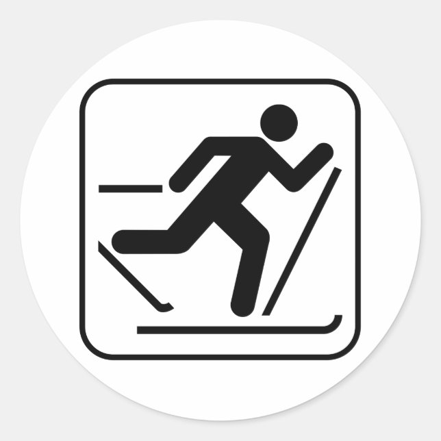 Cross Country Ski Symbol Sticker (Front)