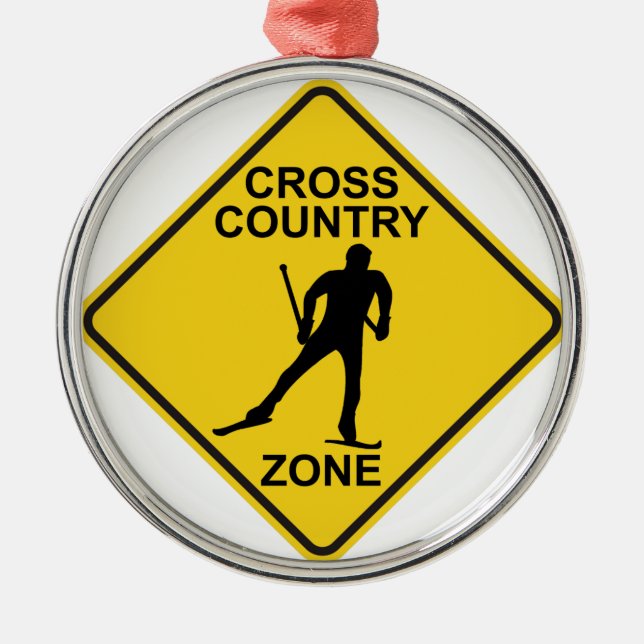 Cross Country Ski Zone Metal Tree Decoration (Front)