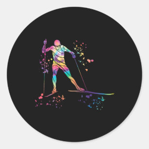Cross Country Skier Nordic Xc Skiing _13 Classic Round Sticker