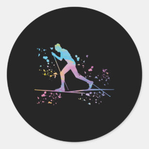 Cross Country Skier Nordic Xc Skiing _15 Classic Round Sticker