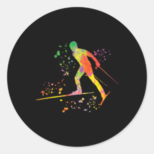 Cross Country Skier Nordic Xc Skiing _17 Classic Round Sticker