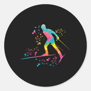 Cross Country Skier Nordic Xc Skiing _7 Classic Round Sticker