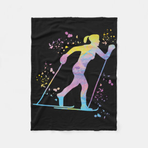 Cross Country Skier Nordic Xc Skiing Fleece Blanket