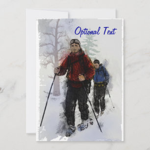 Cross Country Skiers - Customisable Invitation