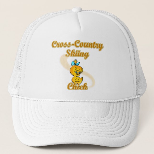 Cross-Country Skiing Chick Trucker Hat (Front)