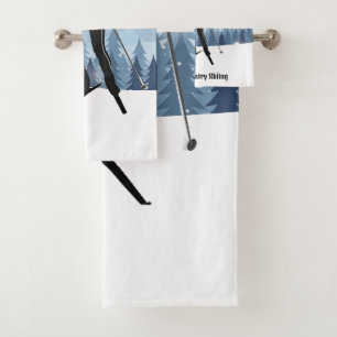 Cross Country Skiing Design Bath Towel Set