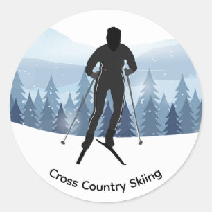 Cross Country Skiing Design Classic Round Sticker
