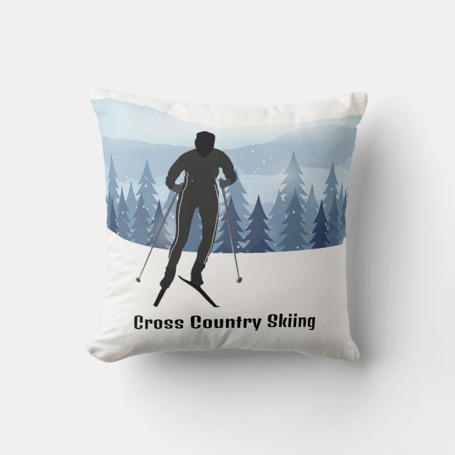 Cross Country Skiing Design Cushion (Front)