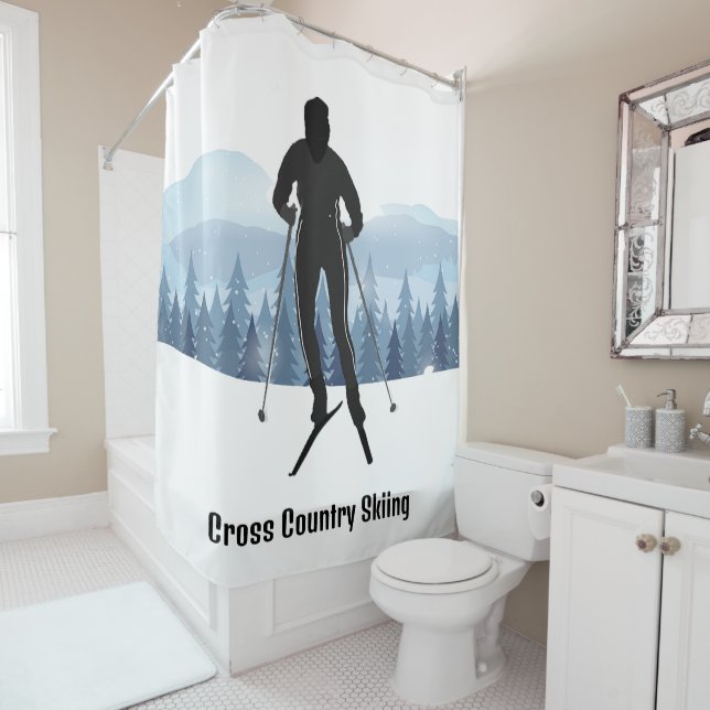 Cross Country Skiing Design Shower Curtain (In Situ)