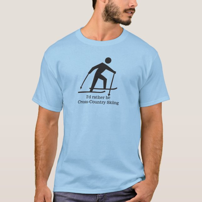 Cross Country Skiing Design Tee Shirt (Front)
