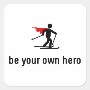 Cross Country Skiing Hero Square Sticker