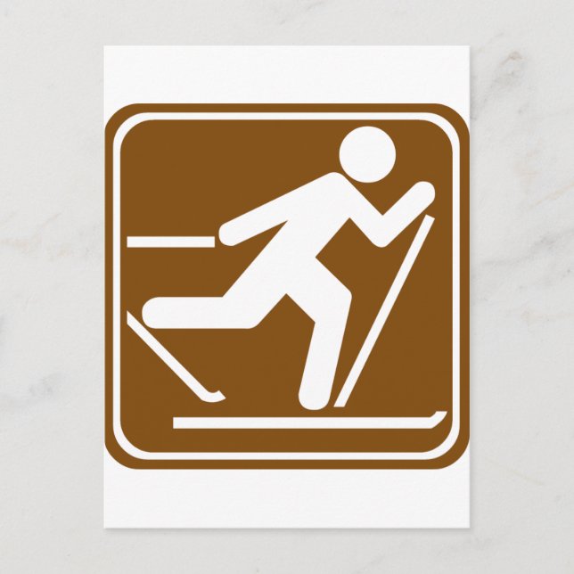 Cross Country Skiing Highway Sign Postcard (Front)