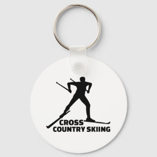 Cross country skiing key ring