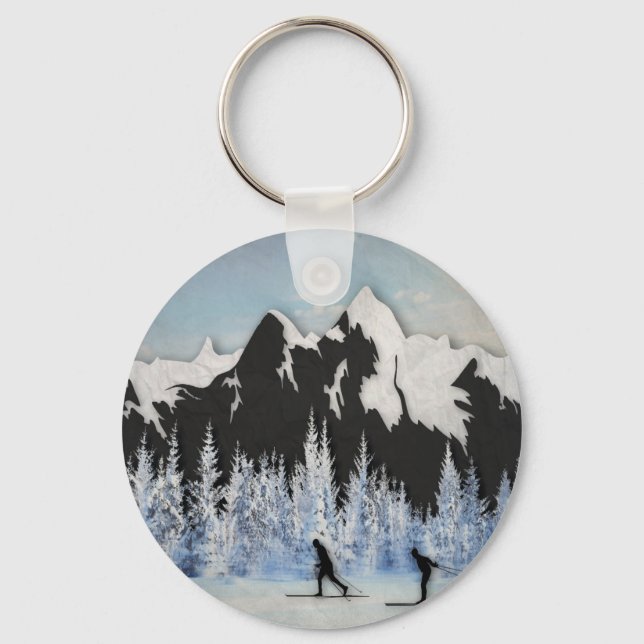 Cross Country Skiing Key Ring (Front)