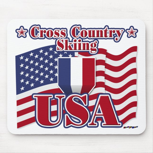 Cross Country Skiing USA Mouse Mat (Front)