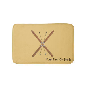 Cross-Country Skis And Poles Bath Mat