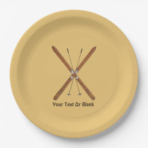 Cross-Country Skis And Poles Paper Plate