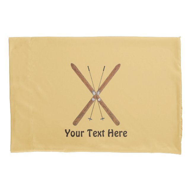 Cross-Country Skis And Poles Pillowcase (Front)