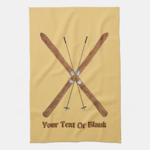 Cross-Country Skis And Poles Tea Towel