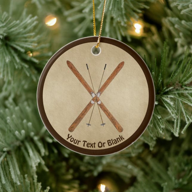 Cross-Country Skis On Old Paper Ceramic Tree Decoration (Tree)
