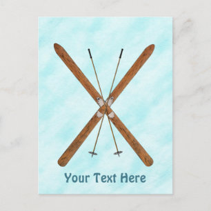 Cross-Country Skis On Snow Postcard