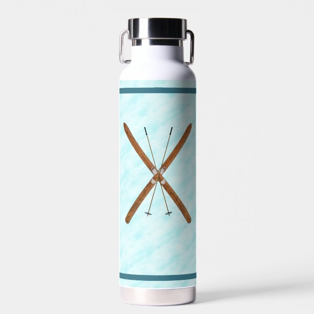 Cross-Country Skis On Snow Water Bottle (Front)
