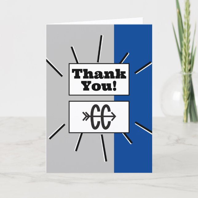 Cross Country Thank You - Running Blue Grey Card (Front)