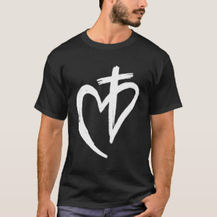 Cross Crucifix Heart Love Religion Faith - Jesus B T-Shirt
