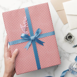 Cross Diagonal Pattern Red White Wrapping Paper