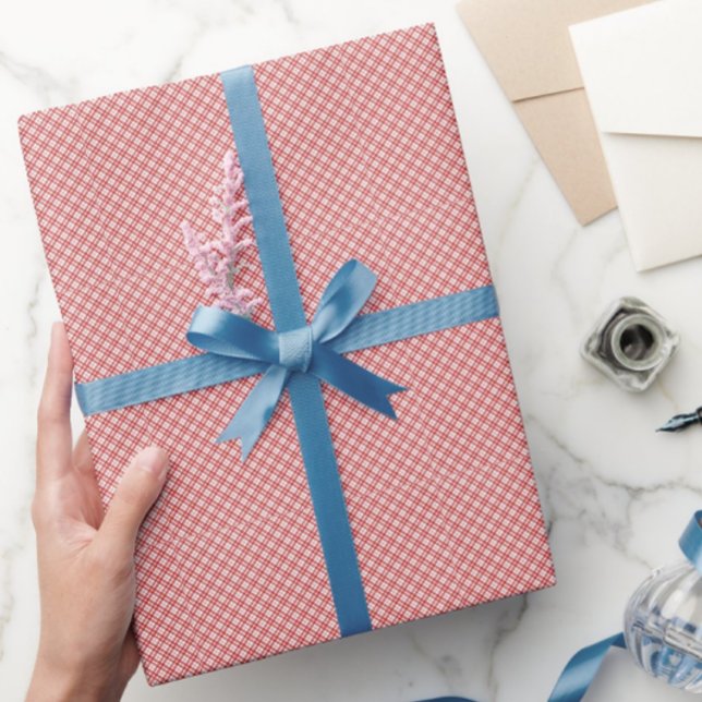 Cross Diagonal Pattern Red White Wrapping Paper (Creator Uploaded)