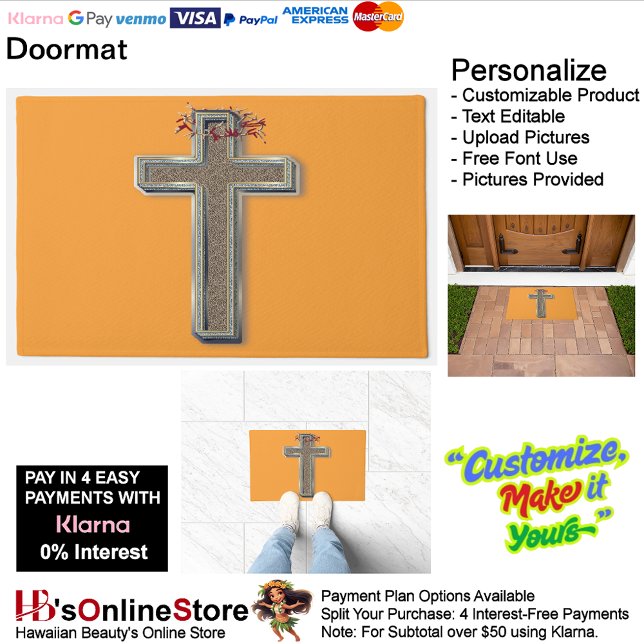 Cross Door Mat Background with Orange Background (Cross Door Mat Background with Orange Background.)