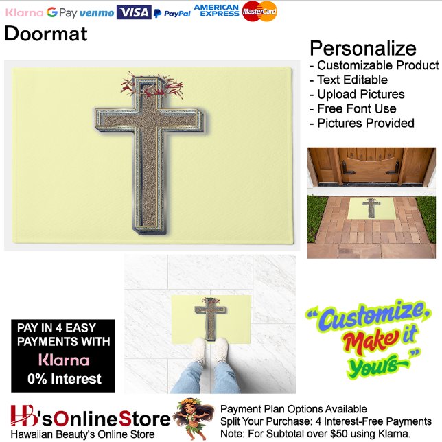 Cross Door Mat Background with Yellow Background (Cross Door Mat with Yellow Background.)